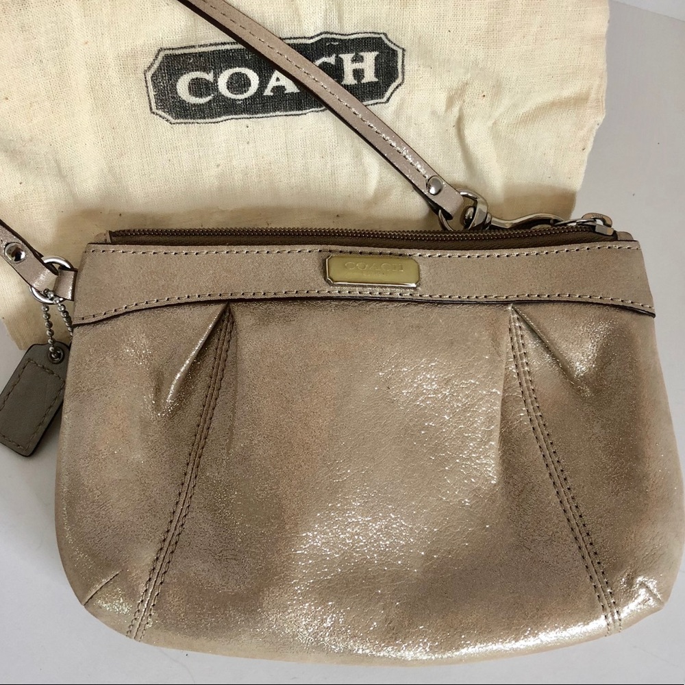 COACH gold metallic wristlet